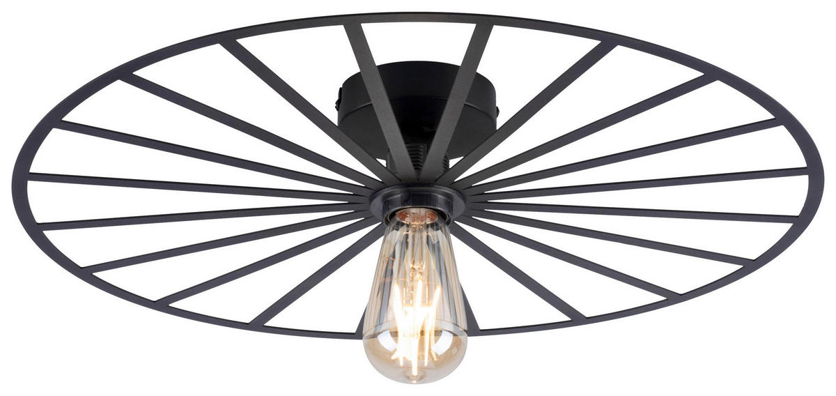 Just Light Wand-/Deckenleuchte SPIKE 15636-18 schwarz Metall H/D: ca. 9x50 cm E27 1 Brennstellen SPIKE - schwarz (50,00/9,00cm) - Just Light
