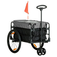 HOMCOM Fahrradanhänger grau grau B/H/L: ca. 64x130x103 cm Lastenanhänger - schwarz/grau (103,00/64,00/130,00cm) - HOMCOM