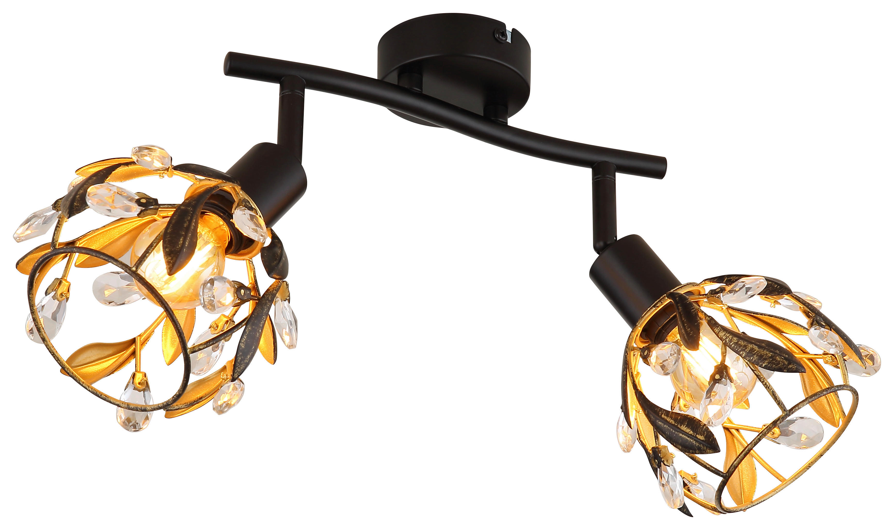 GLOBO Spot MIKA 15759-2 gold schwarz Metall B/H/L: ca. 12x15,5x25 cm E14 2 Brennstellen MIKA - gold/schwarz (25,00/12,00/15,50cm) - GLOBO