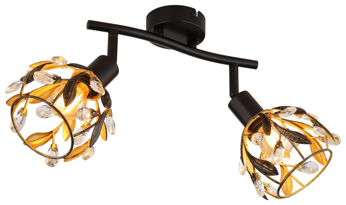 GLOBO Spot MIKA 15759-2 gold schwarz Metall B/H/L: ca. 12x15,5x25 cm E14 2 Brennstellen MIKA - gold/schwarz (25,00/12,00/15,50cm) - GLOBO