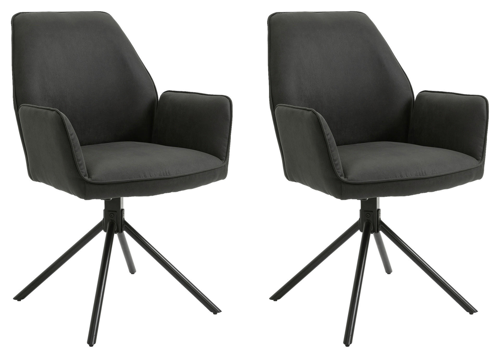 Stuhl BLAIR 2er-Set anthrazit Vintage schwarz Stoff Metall B/H/T: ca. 57x89x61 cm BLAIR 2er-Set - schwarz/anthrazit (57,00/89,00/61,00cm) - byLIVING