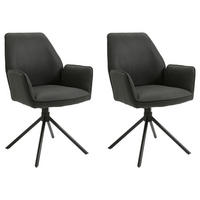 Stuhl BLAIR 2er-Set anthrazit Vintage schwarz Stoff Metall B/H/T: ca. 57x89x61 cm BLAIR 2er-Set - schwarz/anthrazit (57,00/89,00/61,00cm) - byLIVING