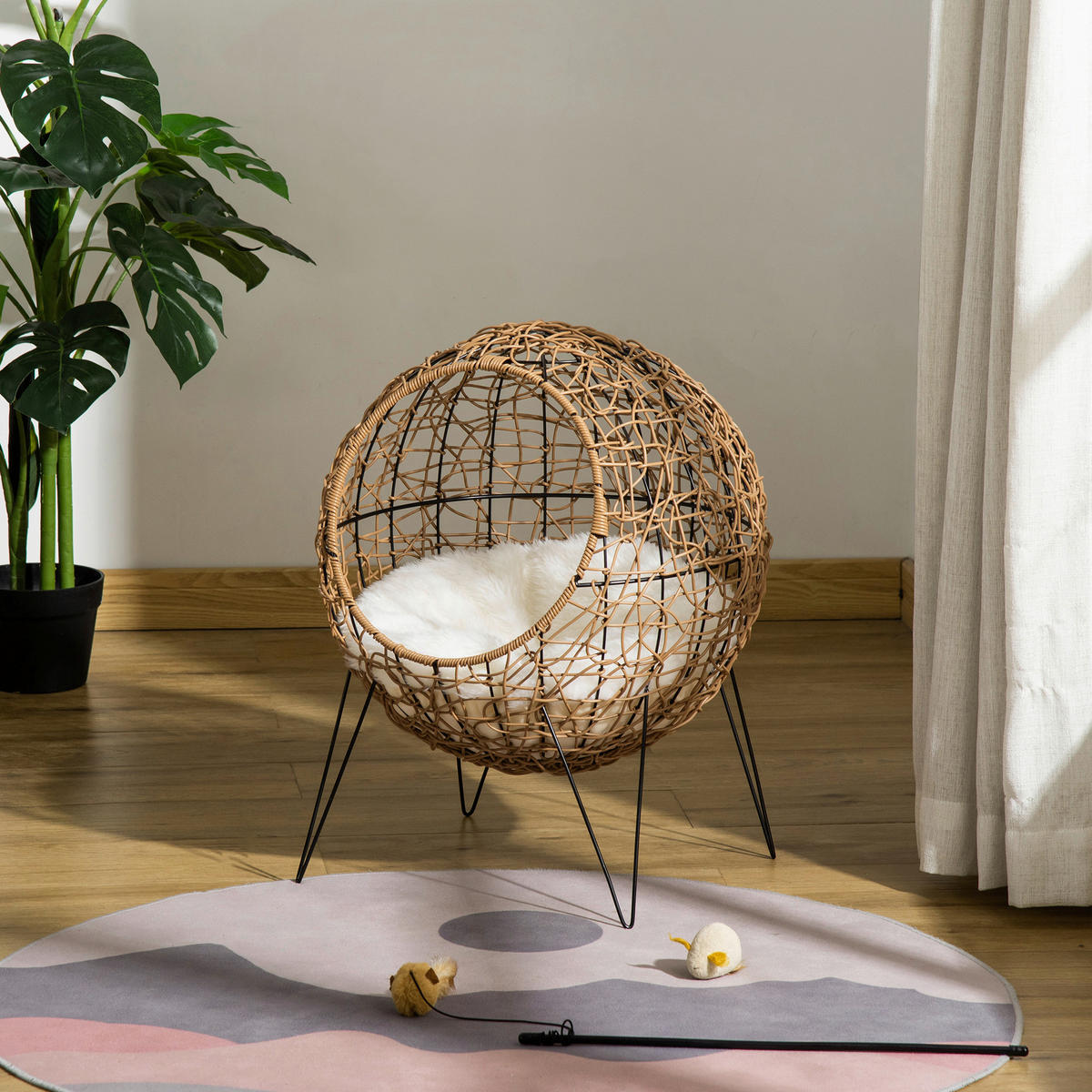 PawHut Katzenhaus natur Kunststoff B/H/L: ca. 45x57x45 cm Katzenhaus - natur (45,00/45,00/57,00cm) - PawHut