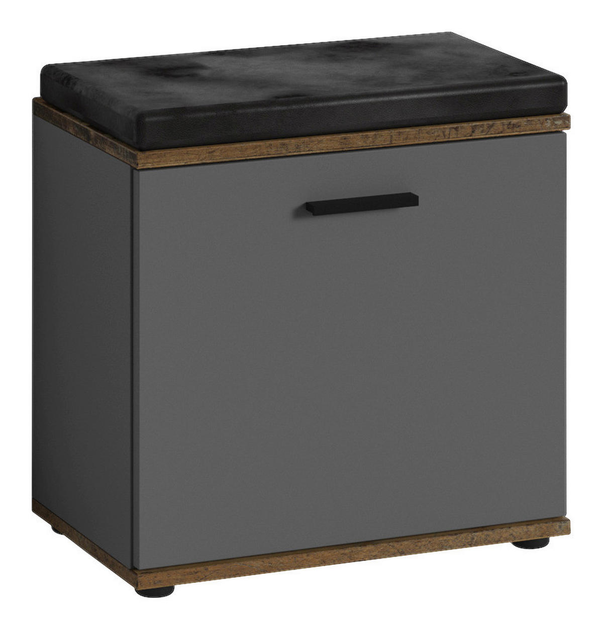 Sitzbank JAKOB schwarz anthrazit Eiche Old Wood Nachbildung B/H/T: ca. 48,5x49x30 cm JAKOB - Eiche/schwarz (48,50/49,00/30,00cm) - byLIVING