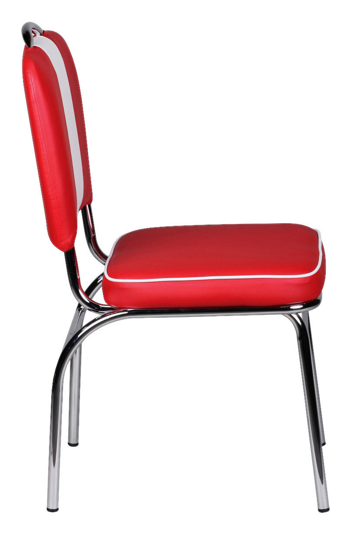 Stuhl rot weiß Chrom Kunstleder Kunstleder Metall B/H/T: ca. 47x90x45 cm American Diner Esszimmerstuhl - weiß/rot (47,00/90,00/45,00cm) - Wohnling