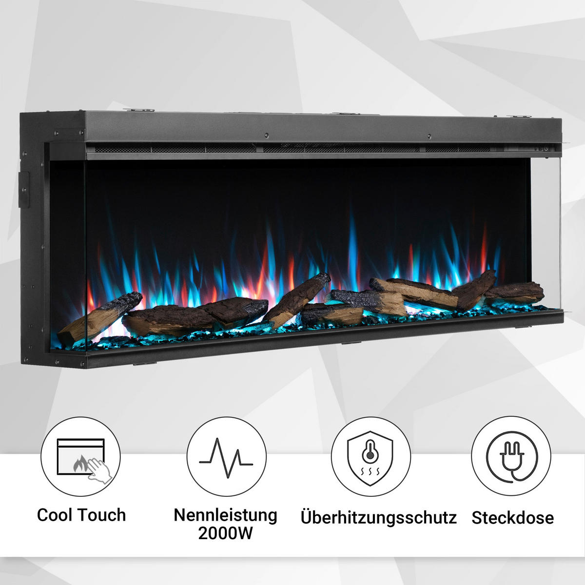 Balderia Elektrischer-Kamin EF410A Athena 60" schwarz B/H/T: ca. 153x50x21 cm ca. 1500 W Elektro-Kamin Athena 60" - schwarz (153,00/50,00/21,00cm) - Balderia