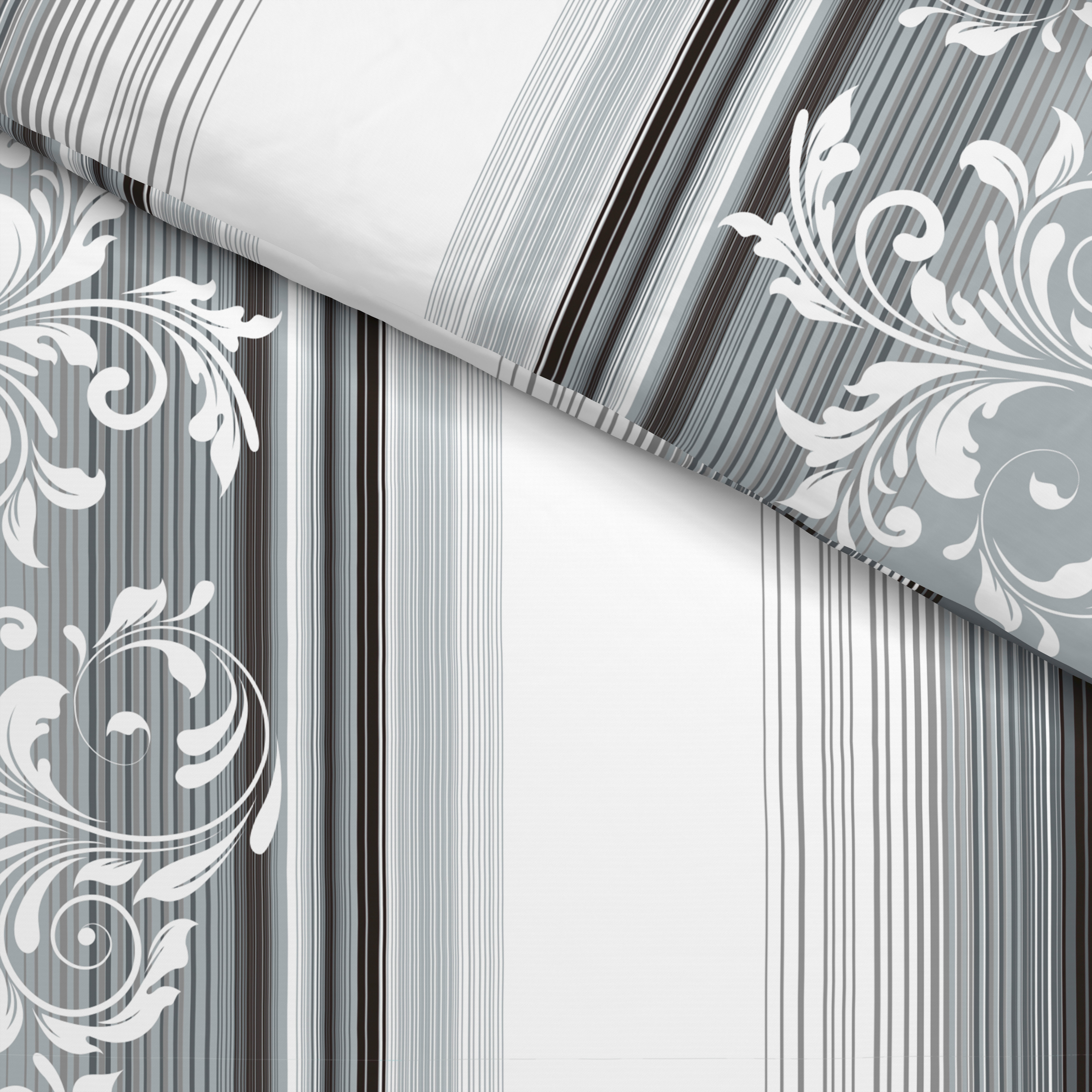 Microfaser Bettwäsche Fleece Bettwäsche_Fleece Blattranke - hellgrau/dunkelgrau (135,00/200,00cm)