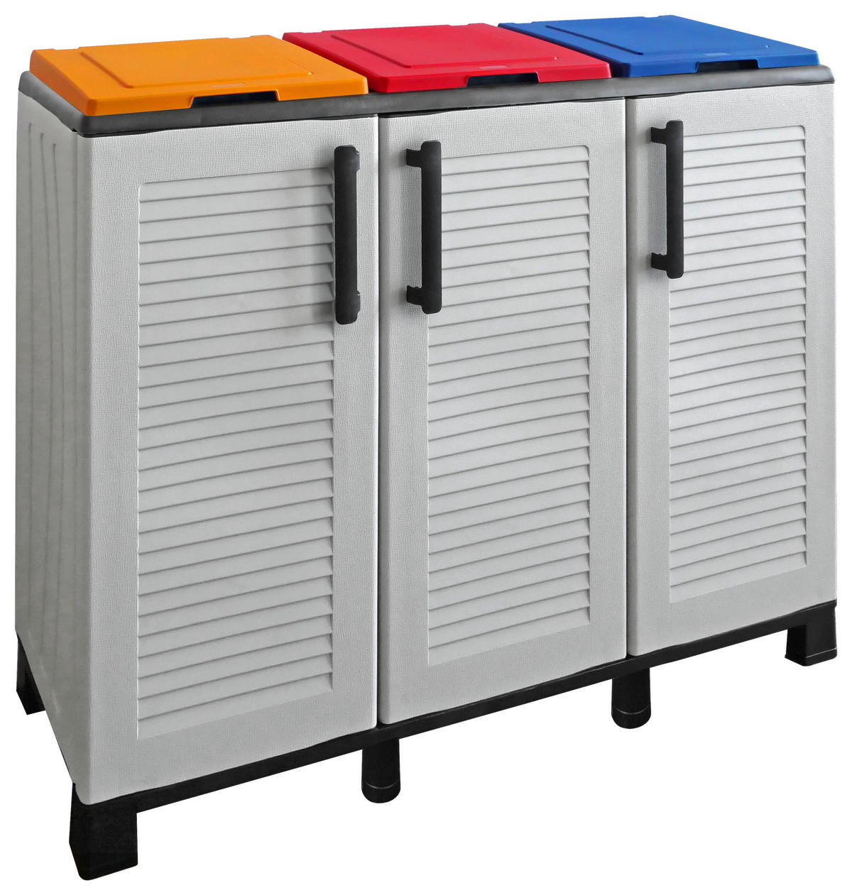 ArtPlast Mülltrennungsschrank Family hellgrau Kunststoff B/H/T: ca. 102x90x37 cm Family - hellgrau (102,00/90,00/37,00cm) - ArtPlast