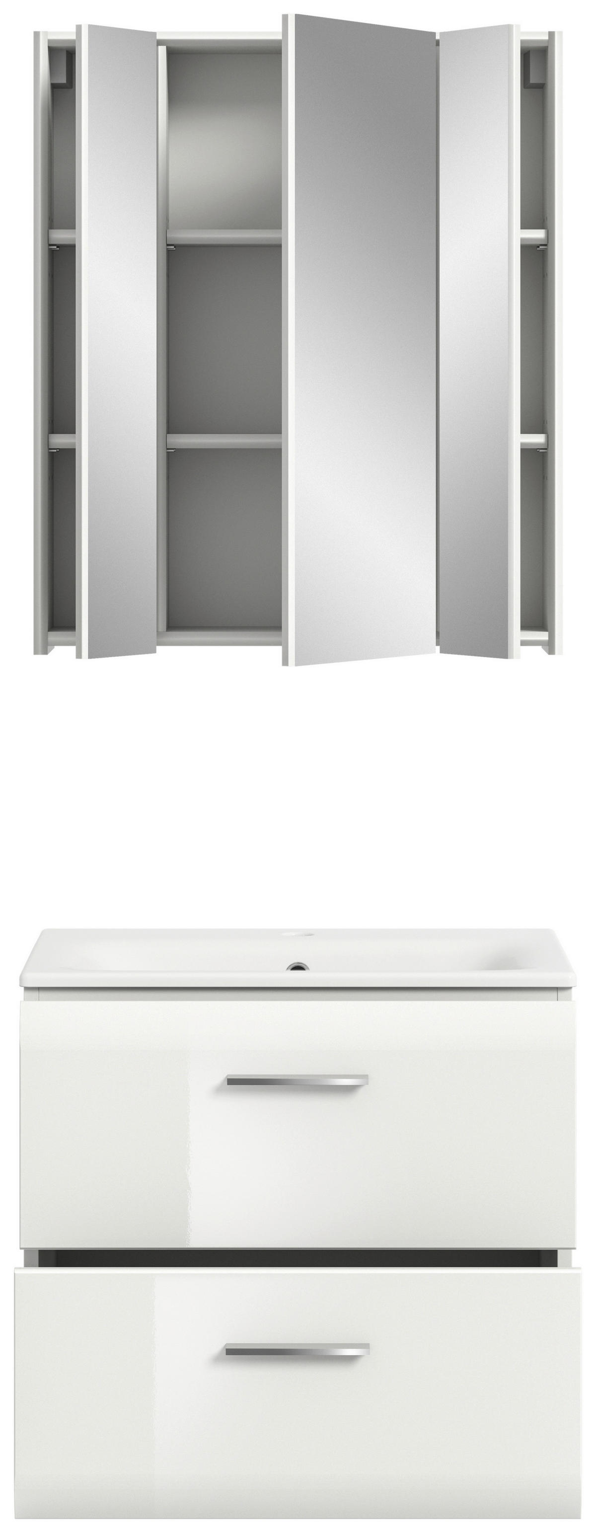 Badezimmer-Set Ice weiß weiß Hochglanz B/H/T: ca. 60x185x46 cm Ice - weiß (60,00/185,00/46,00cm) - xonox.home
