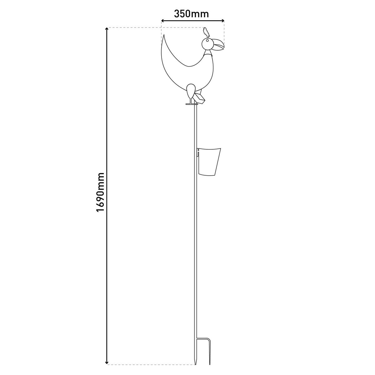 LED-Solar-Erdspieß 5047914 schwarz Metall H: ca. 169 cm LED-Solar-Erdspieß "Huhn" - schwarz (169,00cm) - Näve Leuchten