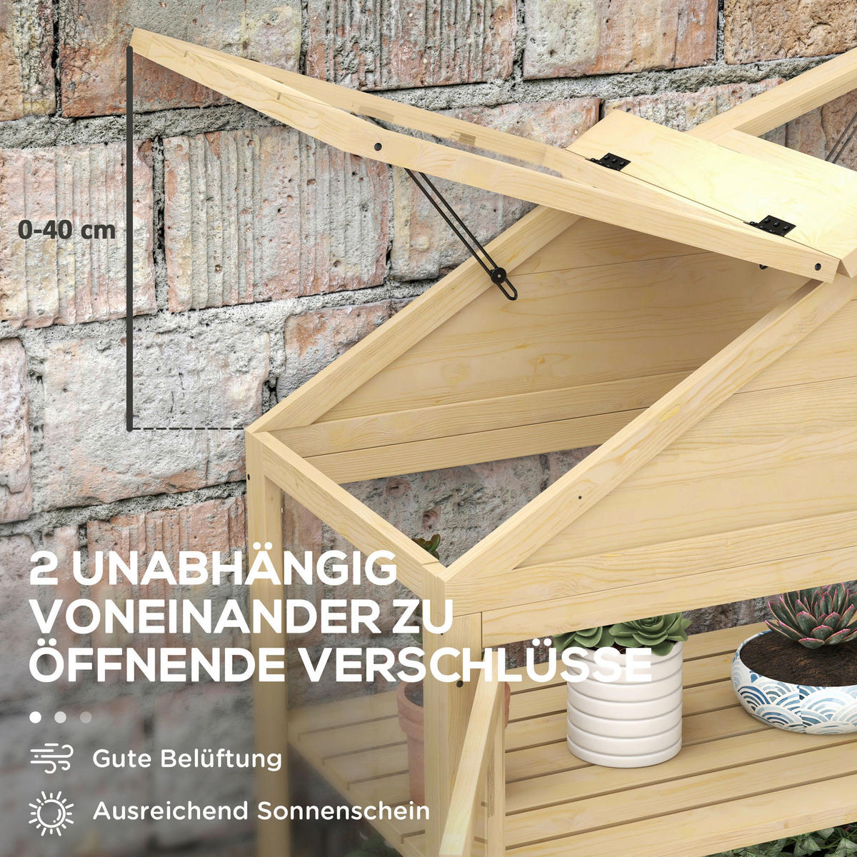 Outsunny Gewächshaus B/H/L: ca. 56,5x100x178 cm Frühbeet - natur (178,00/56,50/100,00cm) - Outsunny