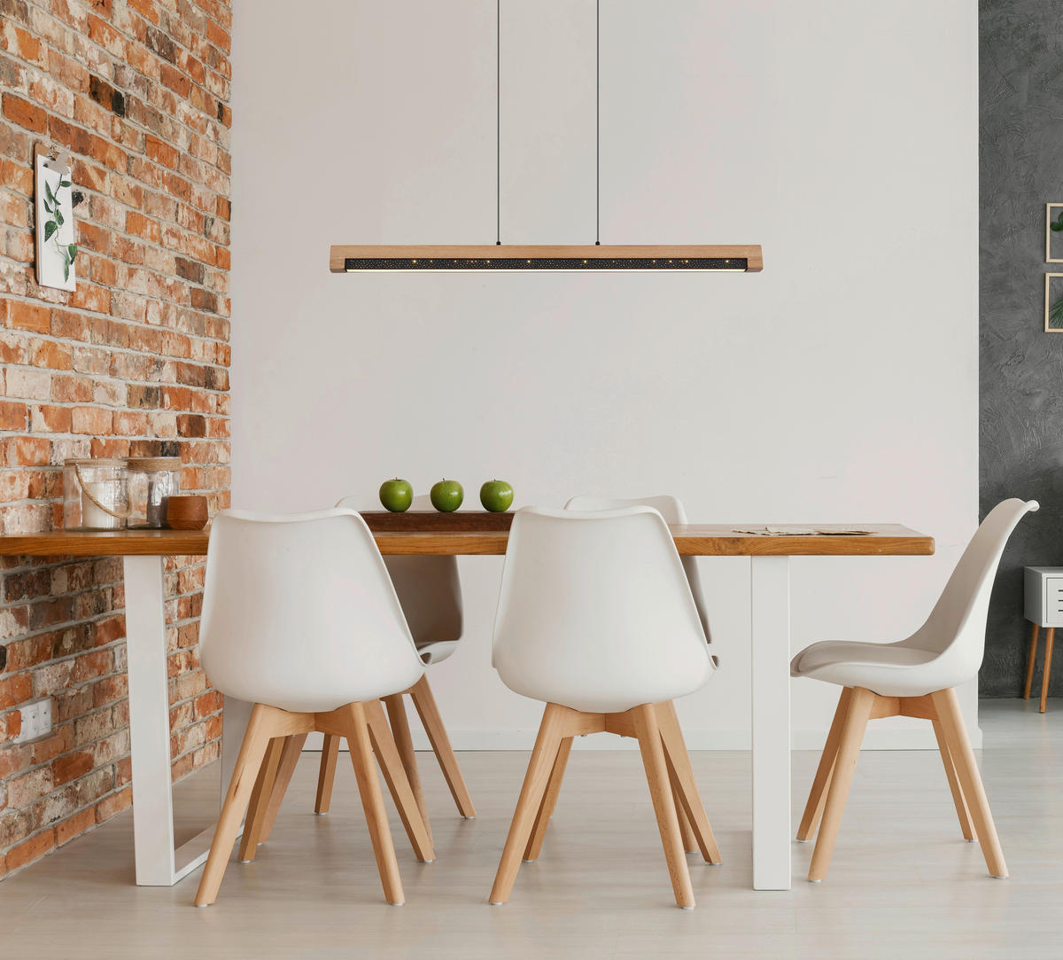 GLOBO LED-Pendelleuchte 67849H dunkelbraun mattschwarz Holz Kunststoff Metall B/H/T: ca. 7x120x85 cm STARLA - dunkelbraun/mattschwarz (7,00/120,00/85,00cm) - GLOBO