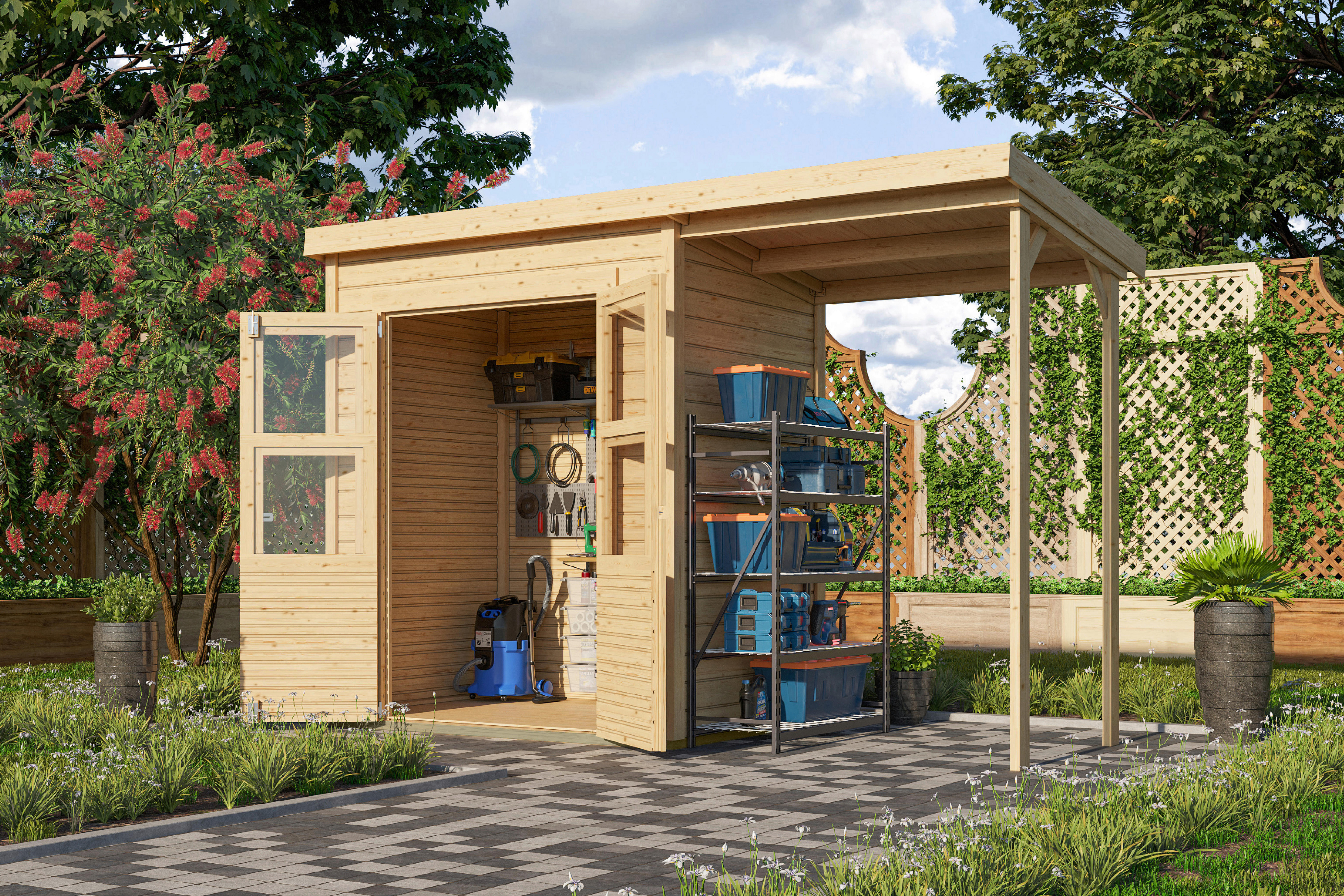 Karibu Gartenhaus Tony 0 natur B/H/T: ca. 182x219x126 cm Tony 0 - natur (182,00/219,00/126,00cm) - Karibu