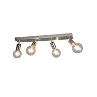 Reality Spotbalken R80184007 Vannes nickel matt Metall B/H/T: ca. 60x12x9 cm E27 4 Brennstellen Vannes - nickel matt (60,00/12,00/9,00cm) - Reality
