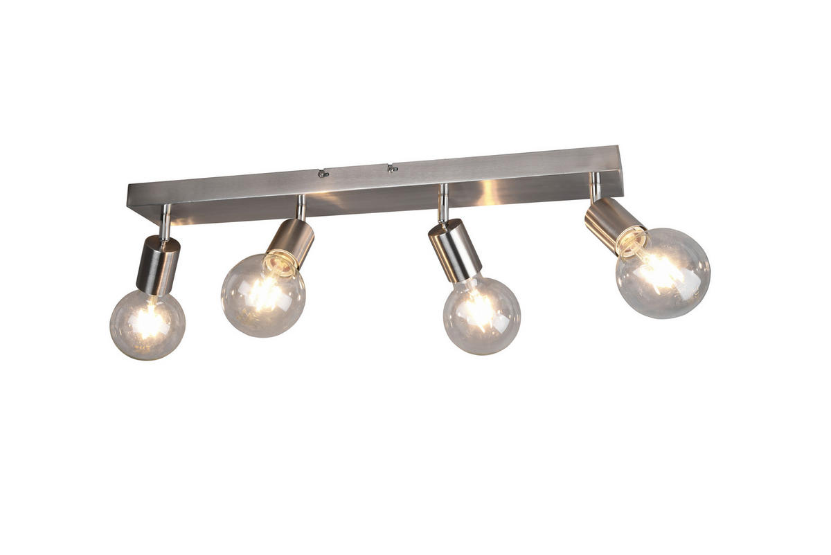 Reality Spotbalken R80184007 Vannes nickel matt Metall B/H/T: ca. 60x12x9 cm E27 4 Brennstellen Vannes - nickel matt (60,00/12,00/9,00cm) - Reality