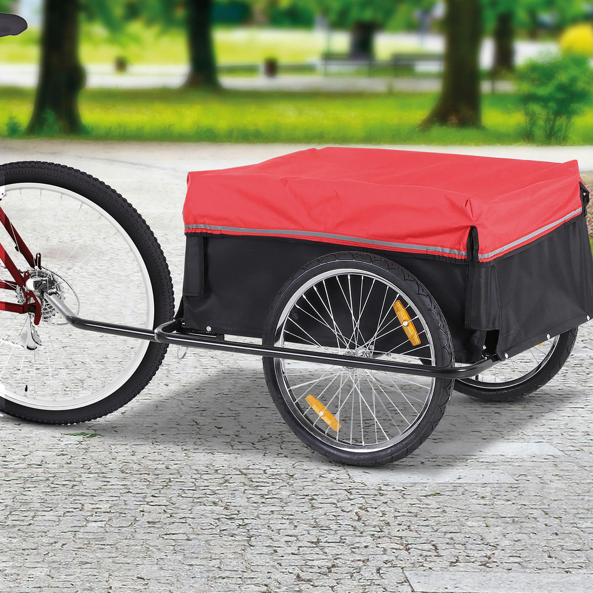 HOMCOM Fahrradanhänger schwarz schwarz B/H/L: ca. 88x60x140 cm Fahrradanhänger 5550-3432 - schwarz (140,00/88,00/60,00cm) - HOMCOM