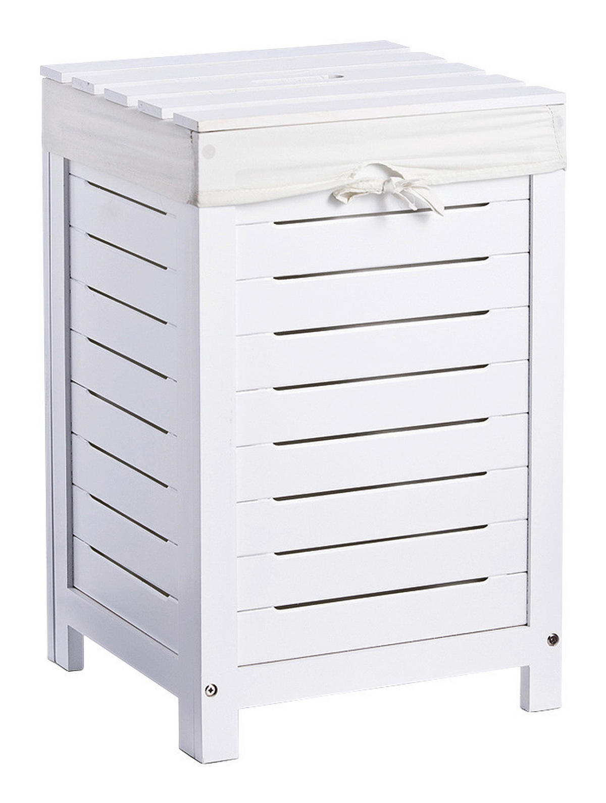 Zeller Wäschesammler weiß Holz B/H/T: ca. 35x55x35 cm Wäschesammler - weiß (35,00/55,00/35,00cm) - Zeller