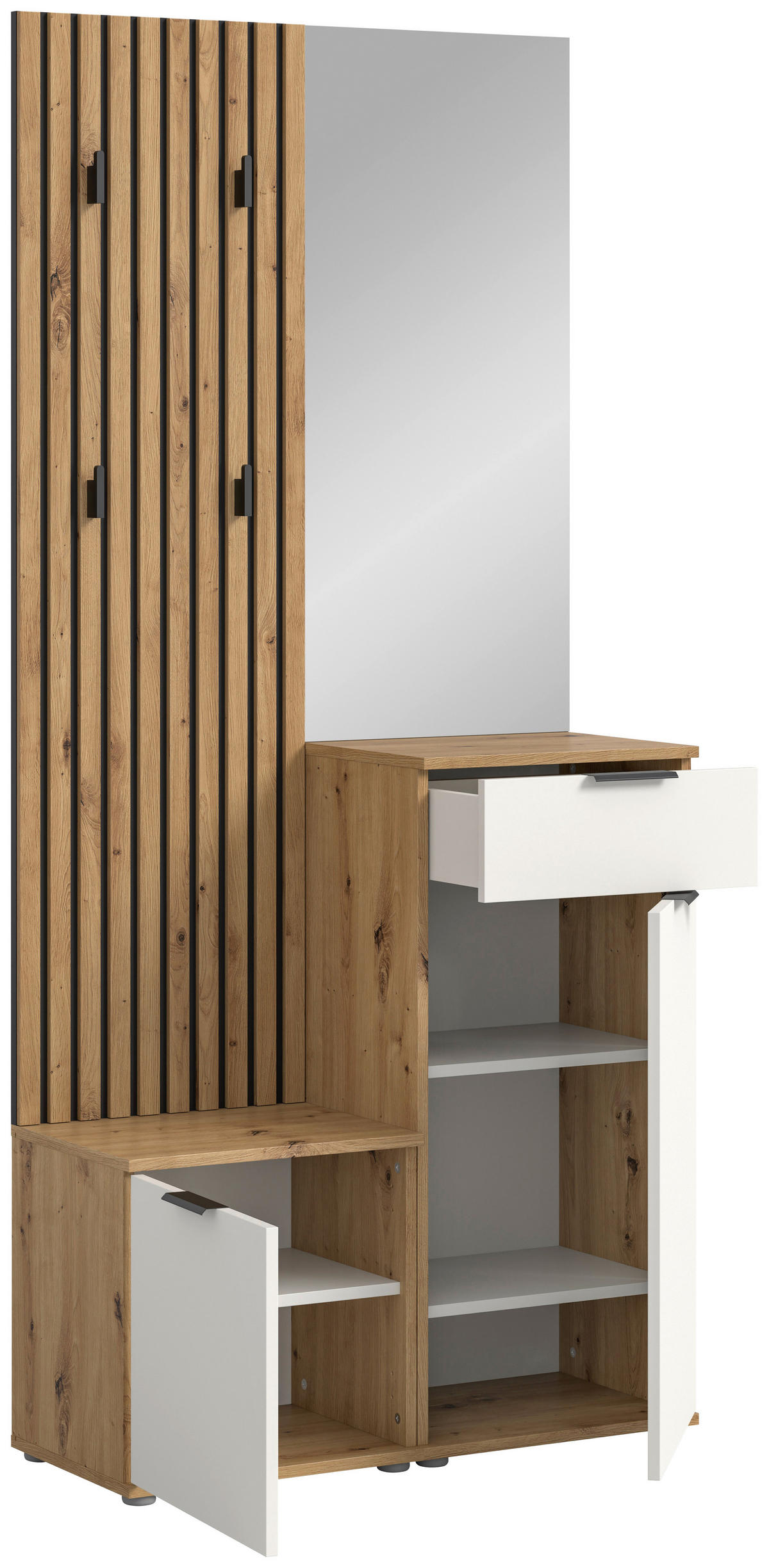 Garderobe Simple Eiche Artisan Nachbildung weiß B/H/T: ca. 88x195x35 cm Simple - Eiche/weiß (88,00/195,00/35,00cm)