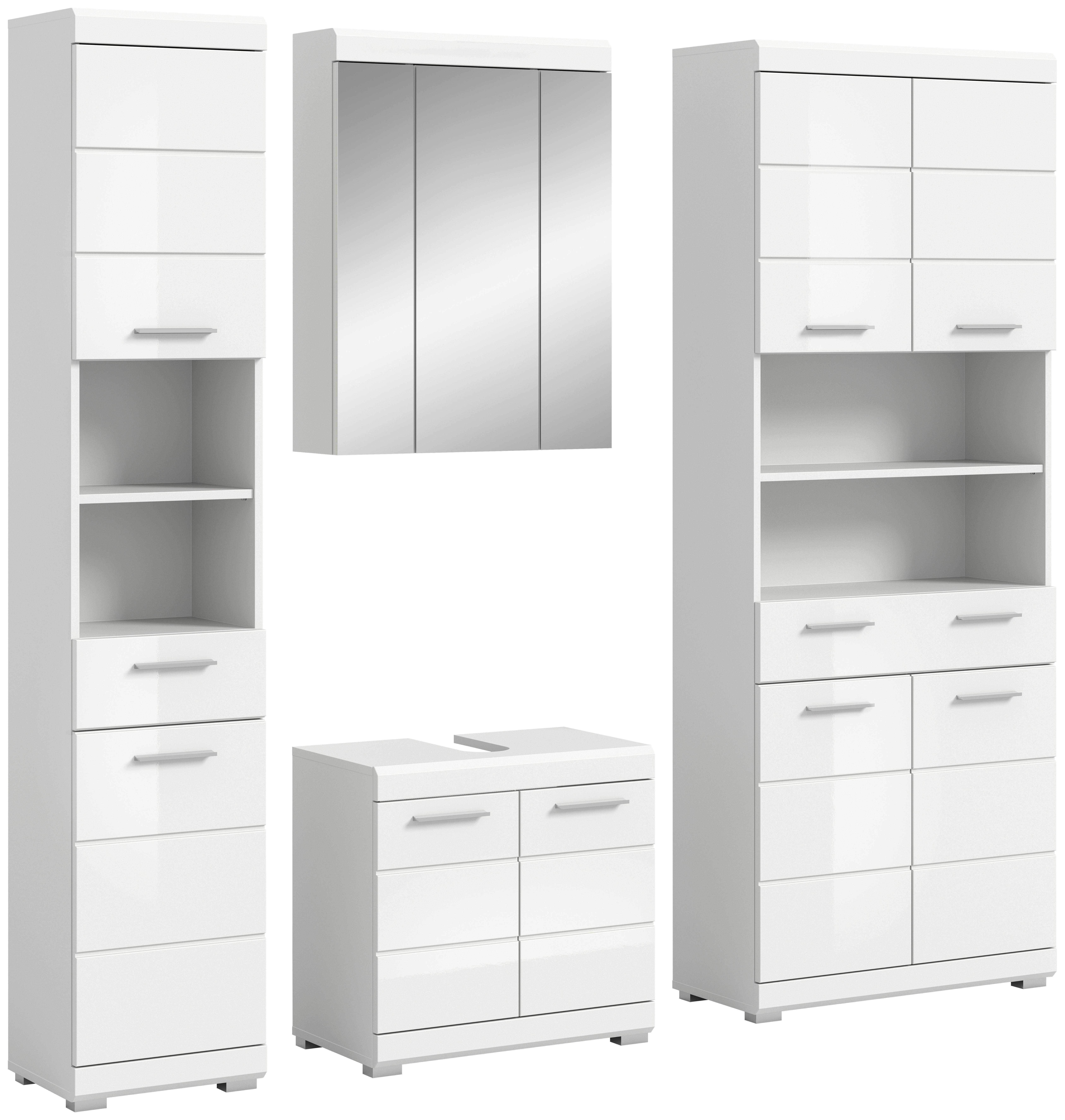 Badezimmer-Set Scout weiß weiß Hochglanz B/H/T: ca. 186x191x34 cm Scout - weiß (186,00/191,00/34,00cm) - xonox.home