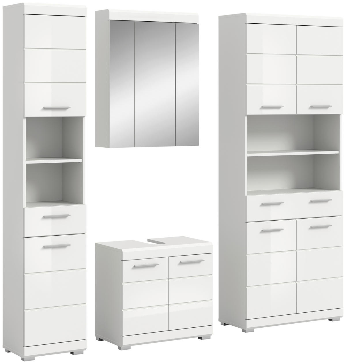 Badezimmer-Set Scout weiß weiß Hochglanz B/H/T: ca. 186x191x34 cm Scout - weiß (186,00/191,00/34,00cm) - xonox.home