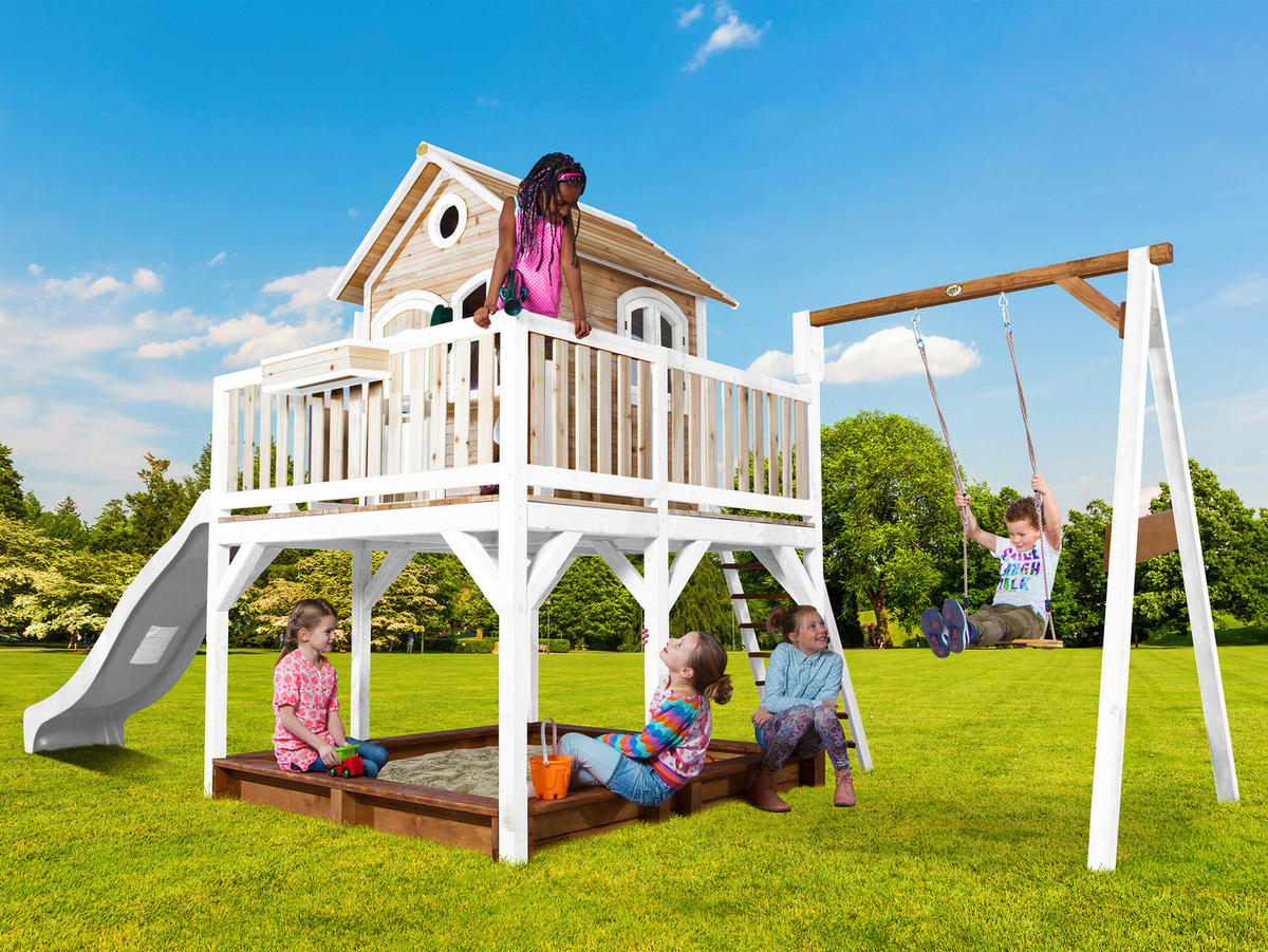 AXI Spielhaus Liam braun B/H/L: ca. 541x291x277 cm Liam - braun/weiß (277,00/541,00/291,00cm) - AXI