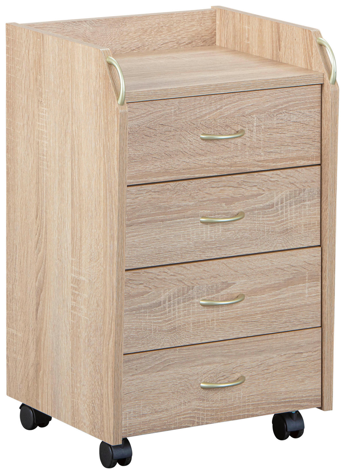 Rollcontainer Novi Eiche Sonoma Nachbildung B/H/T: ca. 40x65x36 cm Novi - Eiche/schwarz (40,00/65,00/36,00cm) - Inter Link