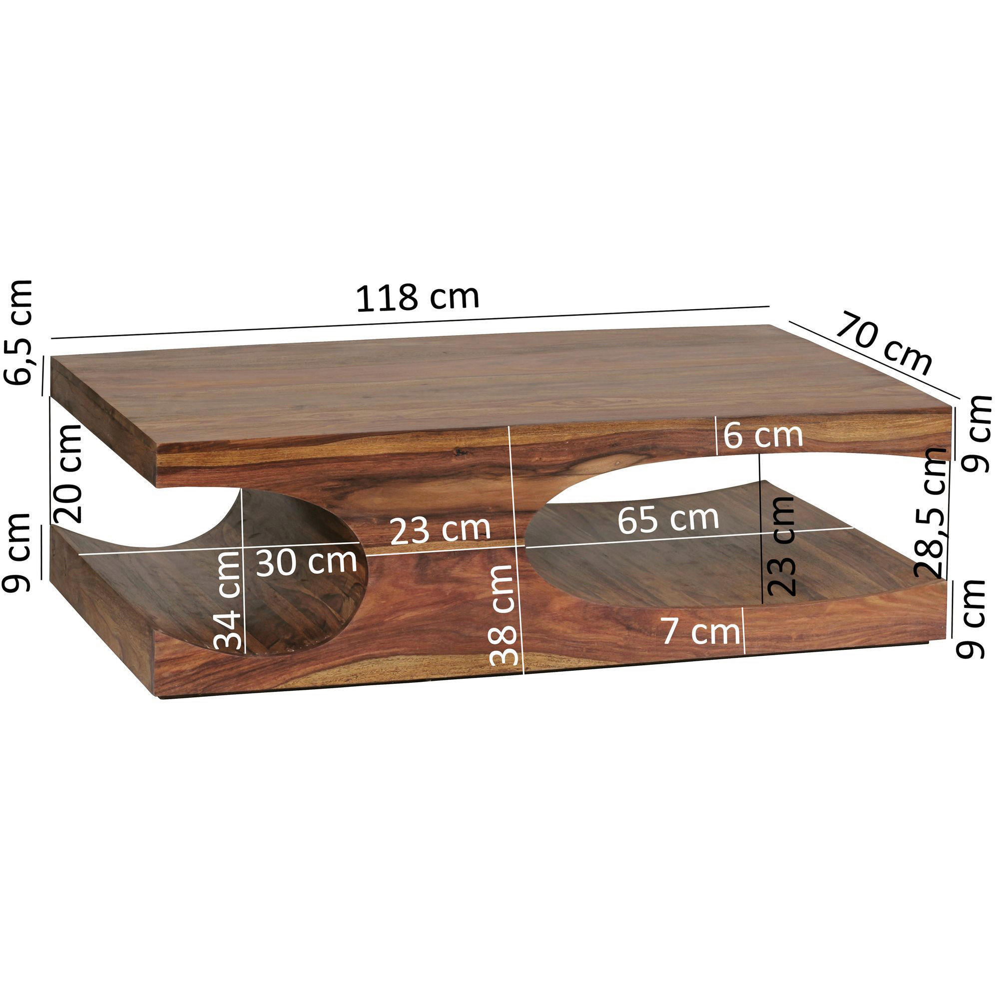 Couchtisch braun B/H/T: ca. 118x38x70 cm Couchtisch - braun (118,00/38,00/70,00cm) - Wohnling