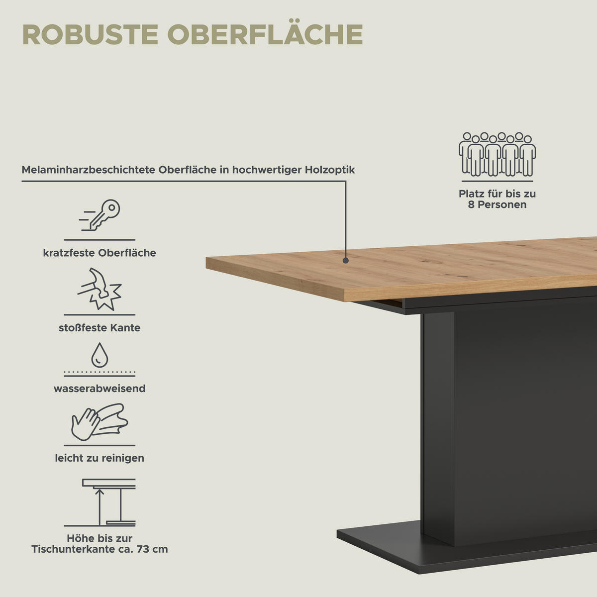 Esstisch MOTION grau Artisan Nachbildung B/H/T: ca. 150x76x90 cm MOTION - grau (150,00/76,00/90,00cm) - xonox.home