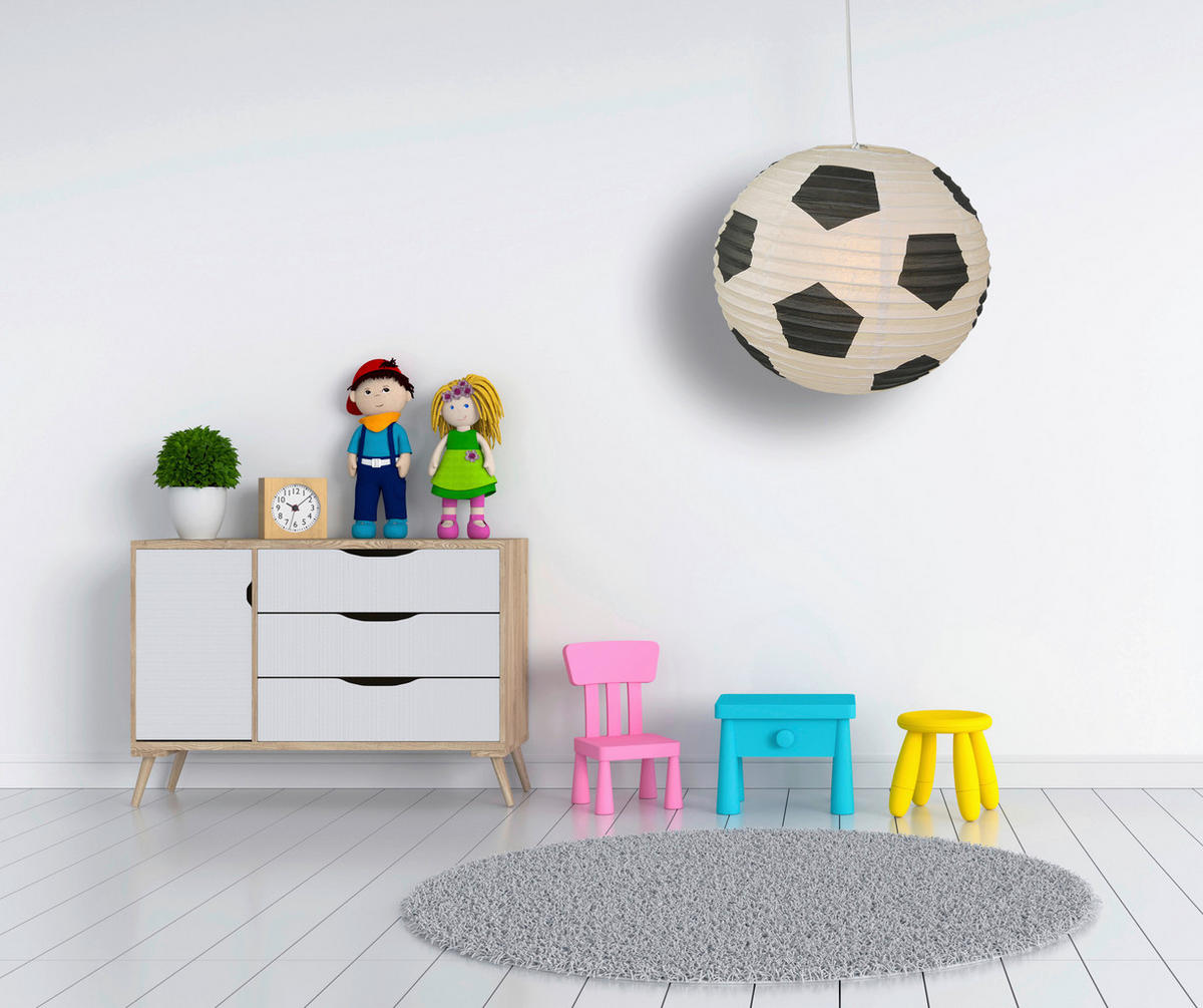 Niermann Pendelleuchte Fußball weiß schwarz Papier D: ca. 40 cm Pendelleuchte_Papierballon_Fußball - weiß/schwarz (40,00cm) - Niermann