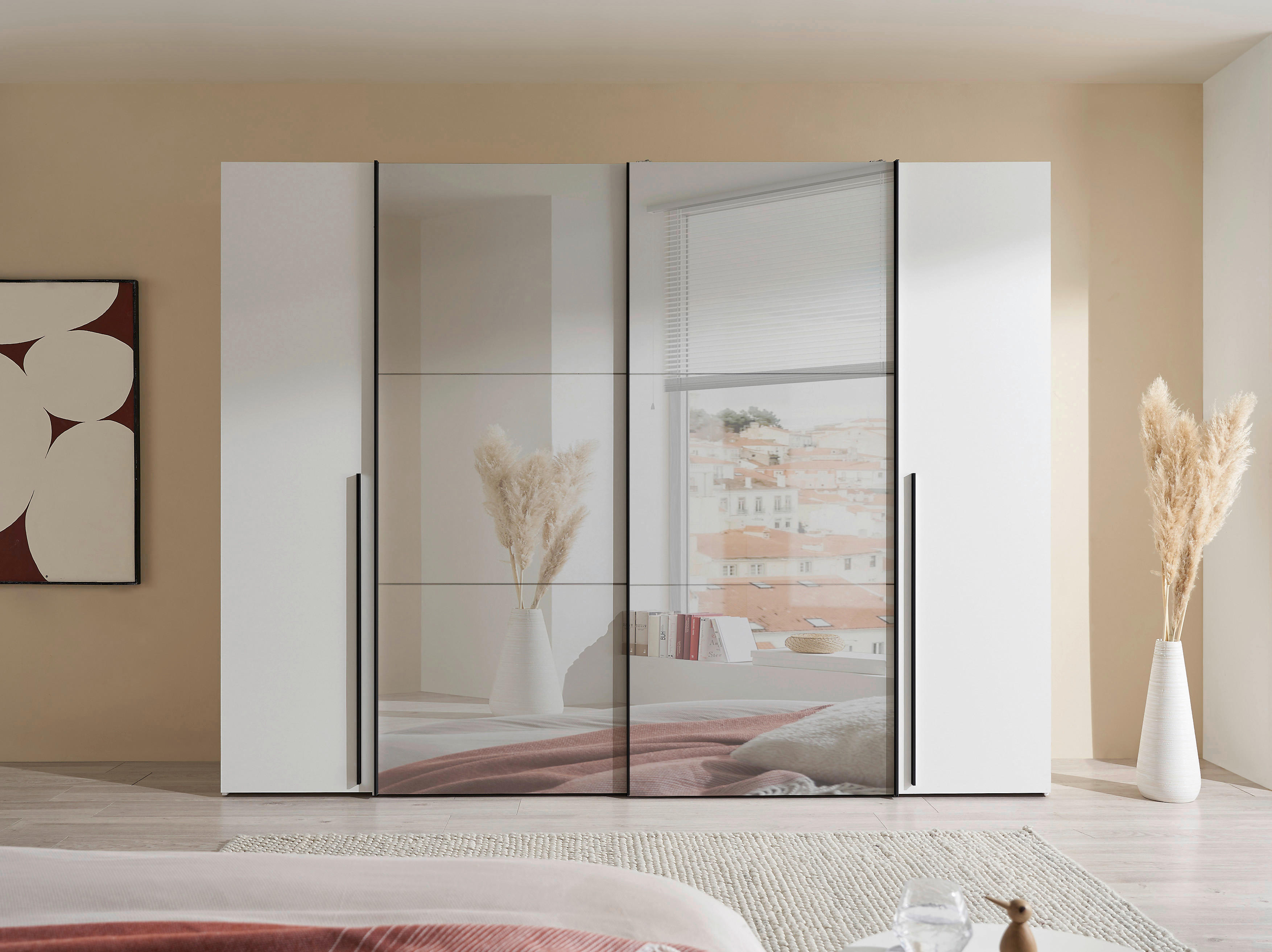 Schwebetürenschrank Maturs weiß B/H/T: ca. 267x205x57 cm Maturs - weiß/Graphit (267,00/205,00/57,00cm)