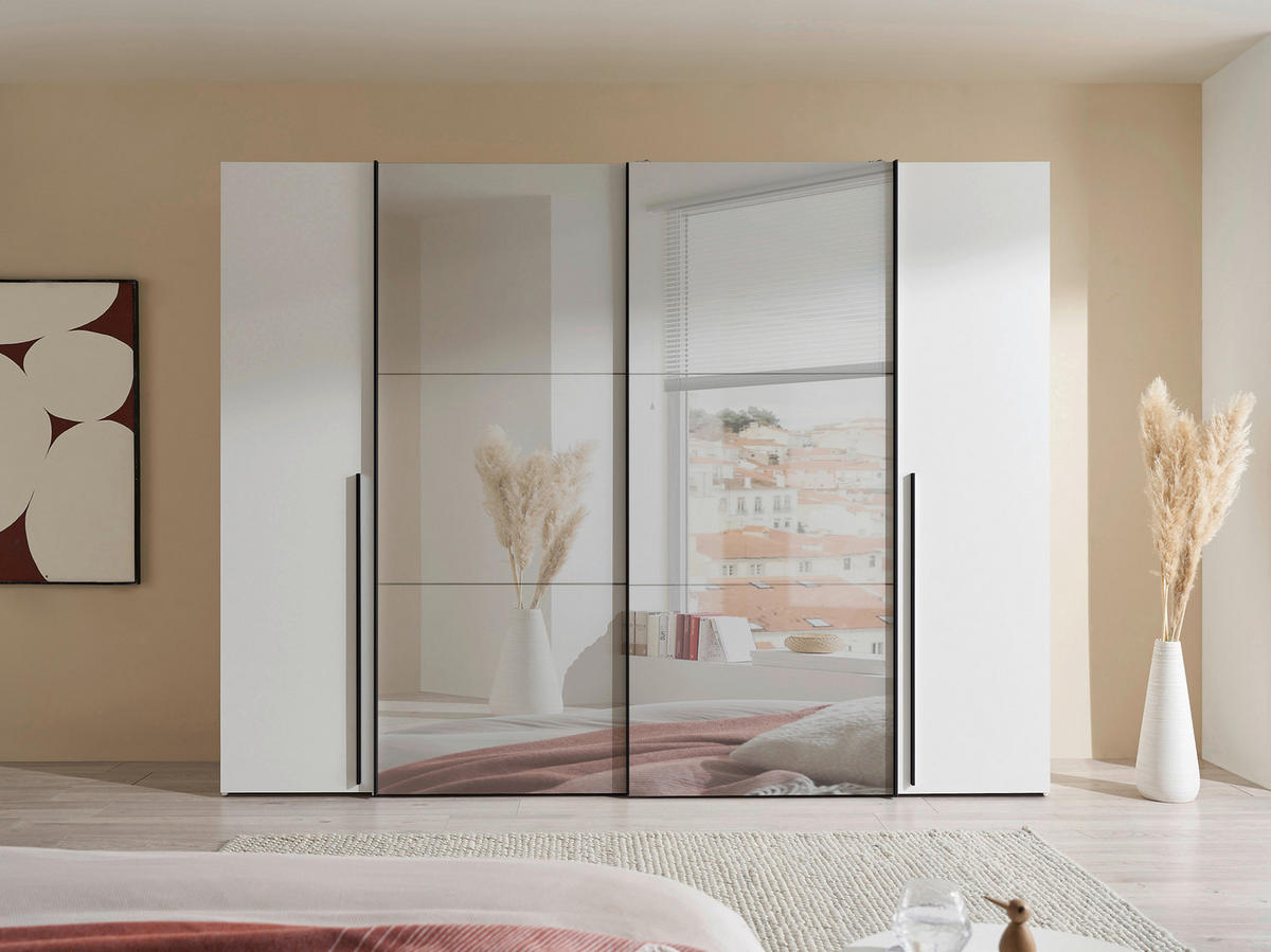 Schwebetürenschrank Maturs weiß B/H/T: ca. 267x205x57 cm Maturs - weiß/Graphit (267,00/205,00/57,00cm)