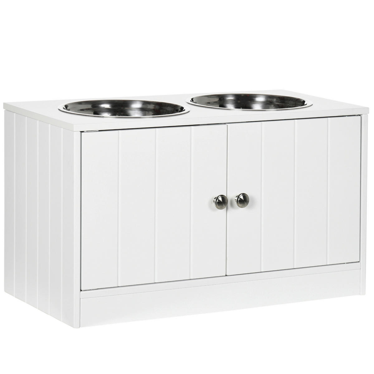 PawHut Futterstation weiß MDF B/H/L: ca. 30x35,5x60 cm Futterstation - weiß (60,00/30,00/35,50cm) - PawHut