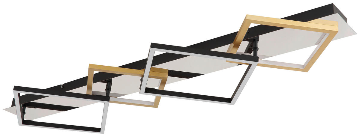 GLOBO LED-Deckenleuchte 67847-48 mattschwarz gold Chrom Metall Kunststoff Aluminium B/H/T: ca. 35,5x7x104,5 cm LESINA - gold/mattschwarz (35,50/7,00/104,50cm) - GLOBO
