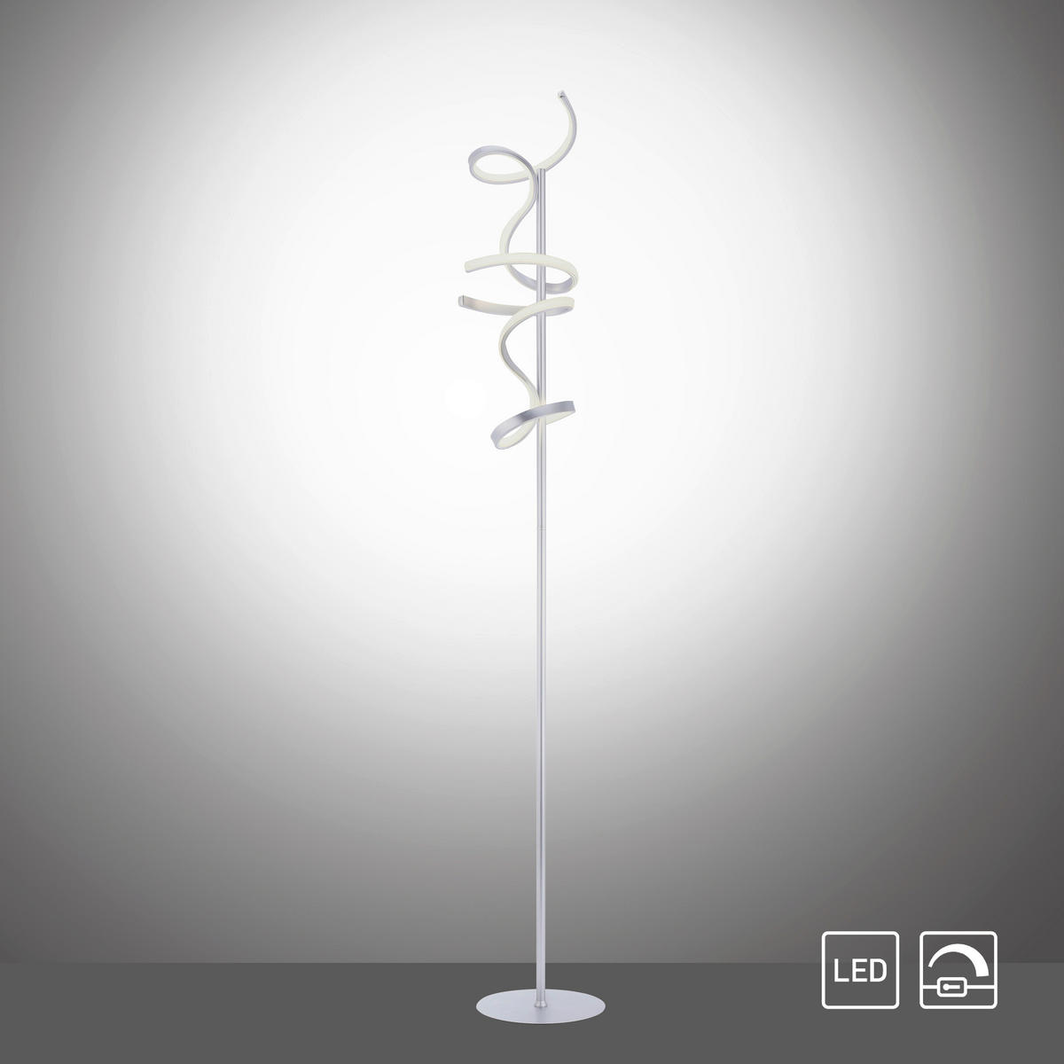 Just Light LED-Stehleuchte CURLS 19031-21 weiß silber Alu B/H: ca. 22x156 cm 2 Brennstellen CURLS - weiß/silber (22,00/156,00cm) - Just Light