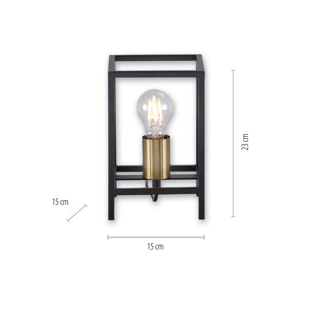 Just Light Tischleuchte FABIO 15812-60 schwarz messing Metall B/H/T: ca. 15x23,5x15 cm E27 1 Brennstellen FABIO - messing/schwarz (15,00/23,50/15,00cm) - Just Light