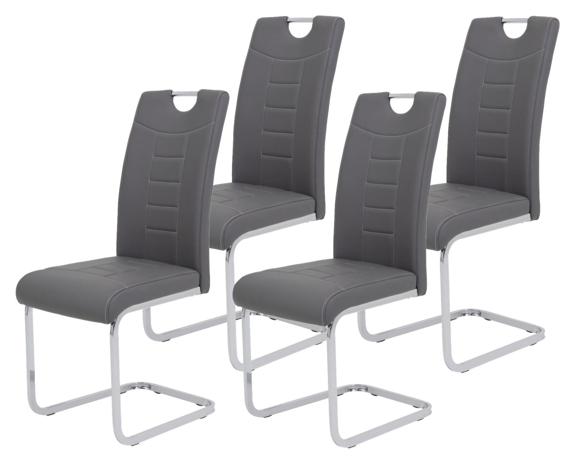 Schwingstuhl Ruby 4er Set grau Kunstleder B/H/T: ca. 44x103x60 cm Ruby 4er Set - grau (44,00/103,00/60,00cm) - Hela