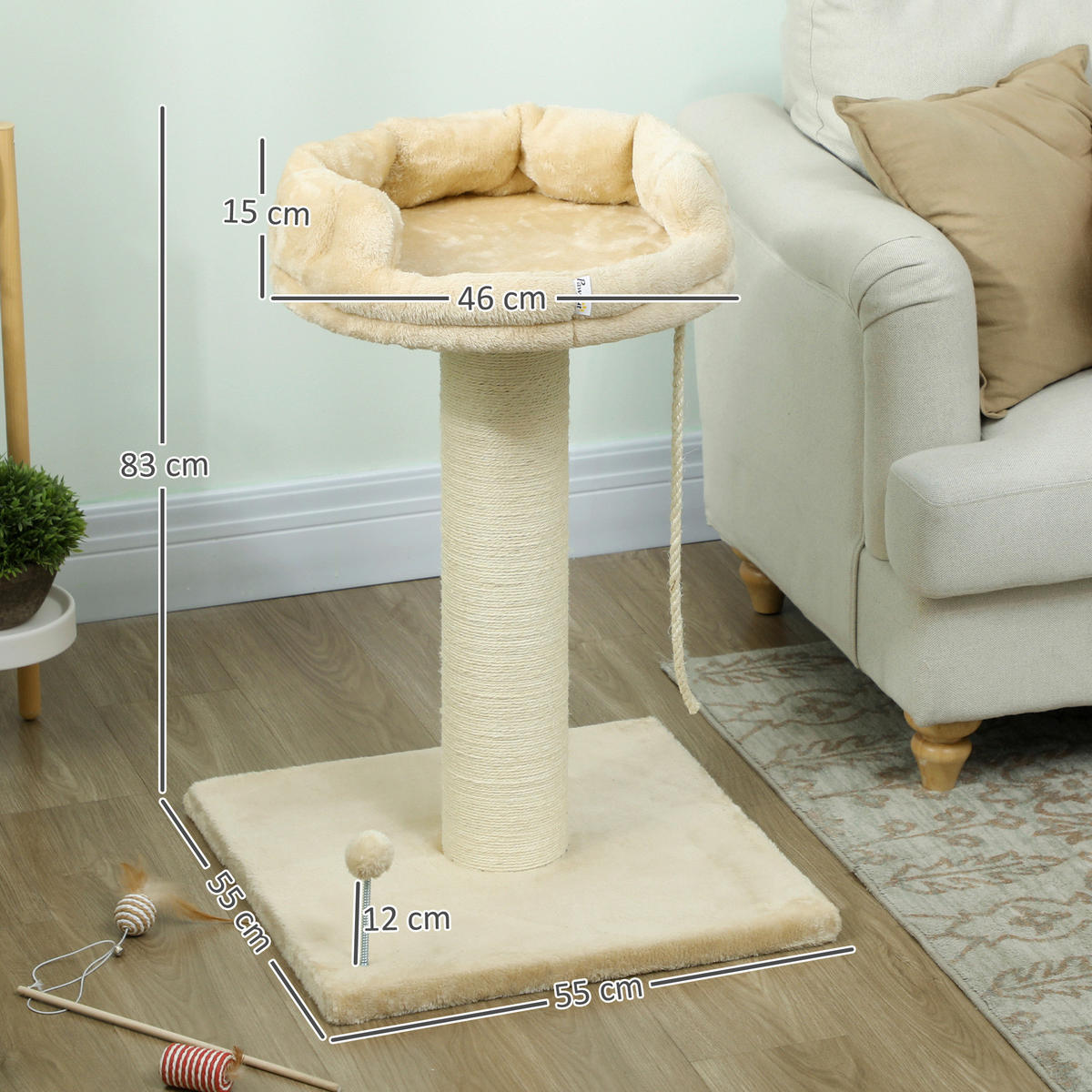 PawHut Kratzbaum beige Plüsch B/H/L: ca. 55x83x55 cm Kratzbaum - beige (55,00/55,00/83,00cm) - PawHut