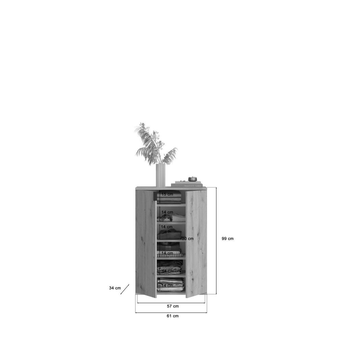 Garderobe PROJEKT Eiche Artisan Nachbildung B/H/T: ca. 91x99x34 cm PROJEKT - Eiche (91,00/99,00/34,00cm) - xonox.home