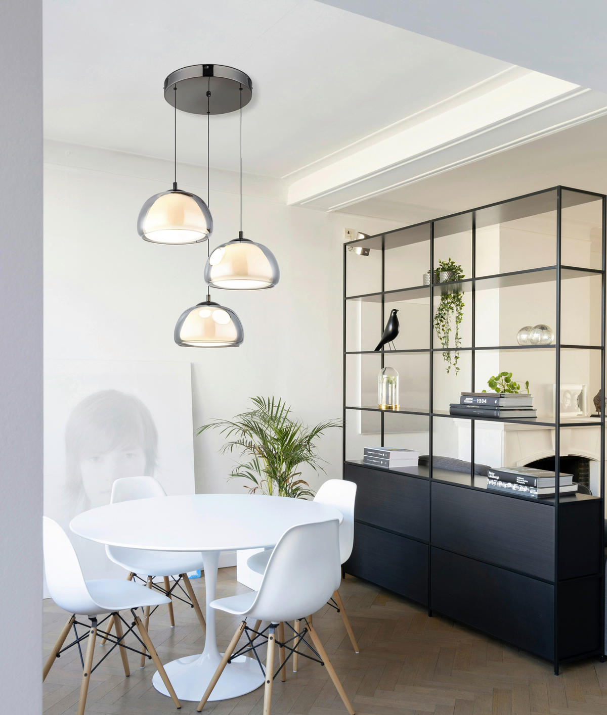 GLOBO Hängeleuchte Chrom schwarz Glas Metall B/H/L: ca. 53x25,5x57 cm Hängeleuchte-Avila - schwarz/Chrom (57,00/53,00/25,50cm) - GLOBO