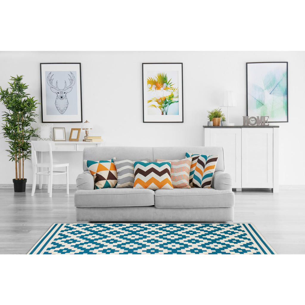 Thumbnail - Kayoom Kurzflorteppich Now! 325 hellblau B/L: ca. 200x290 cm