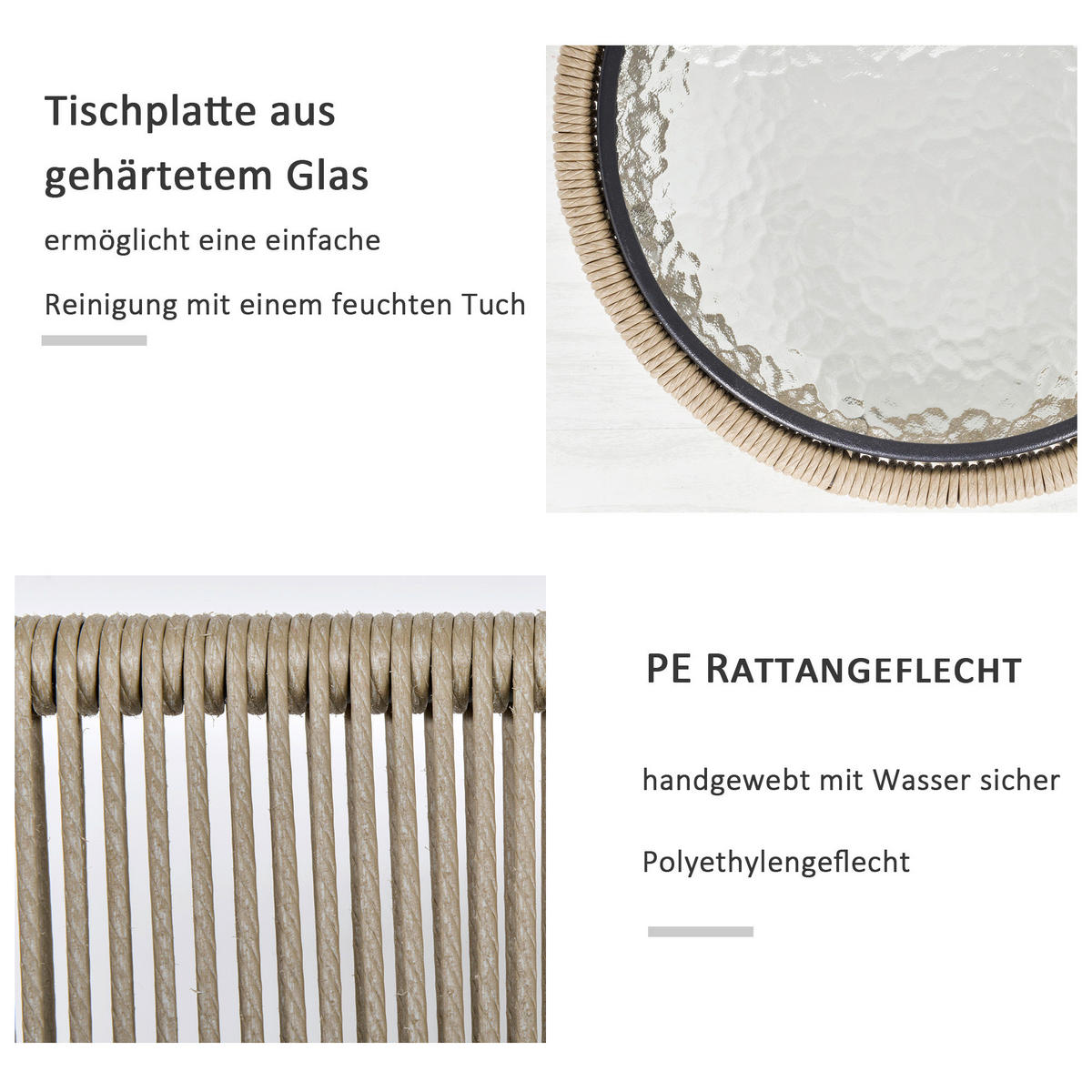 Outsunny Sitzgruppe grau Polyester B/H/L: ca. 60x60x67 cm Rattan_Gartenmöbel-Set - grau (67,00/60,00/60,00cm) - Outsunny
