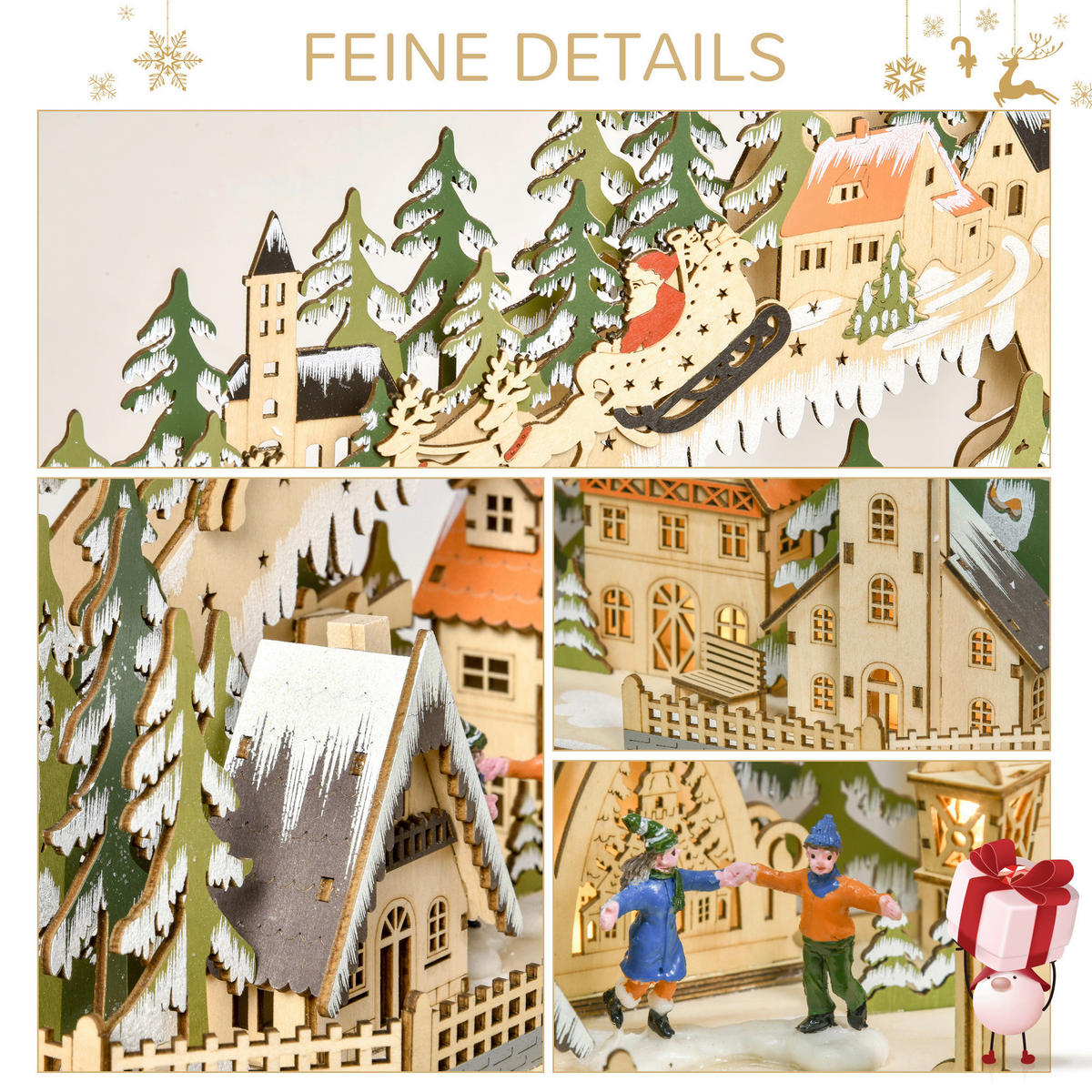 HOMCOM Adventskalender Weihnachts-Adventskalender - natur (43,00/13,00/45,00cm) - HOMCOM