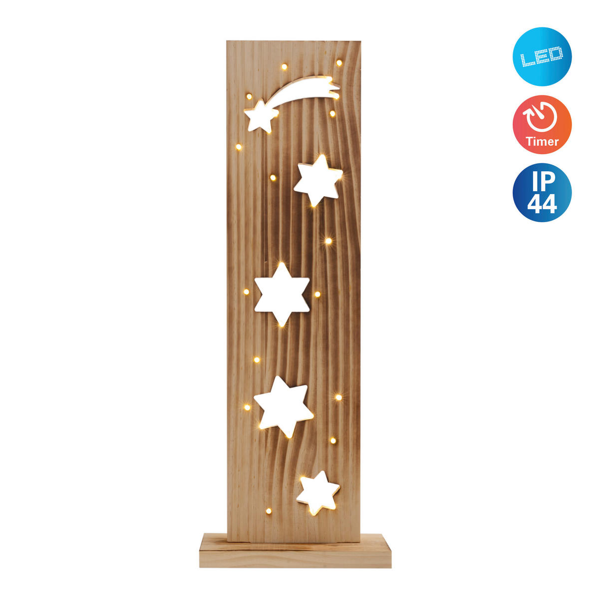 Näve Leuchten LED-Dekoleuchte natur Holz B/H/T: ca. 11x60x21,5 cm LED-Holz-Dekoleuchte STERNE - natur (11,00/60,00/21,50cm) - Näve Leuchten