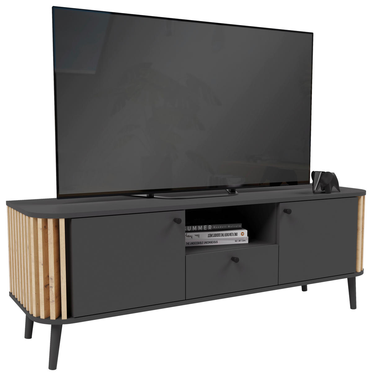 Lowboard PURE grau Eiche Artisan Nachbildung B/H/T: ca. 138x50x40 cm PURE - Eiche/grau (138,00/50,00/40,00cm) - xonox.home