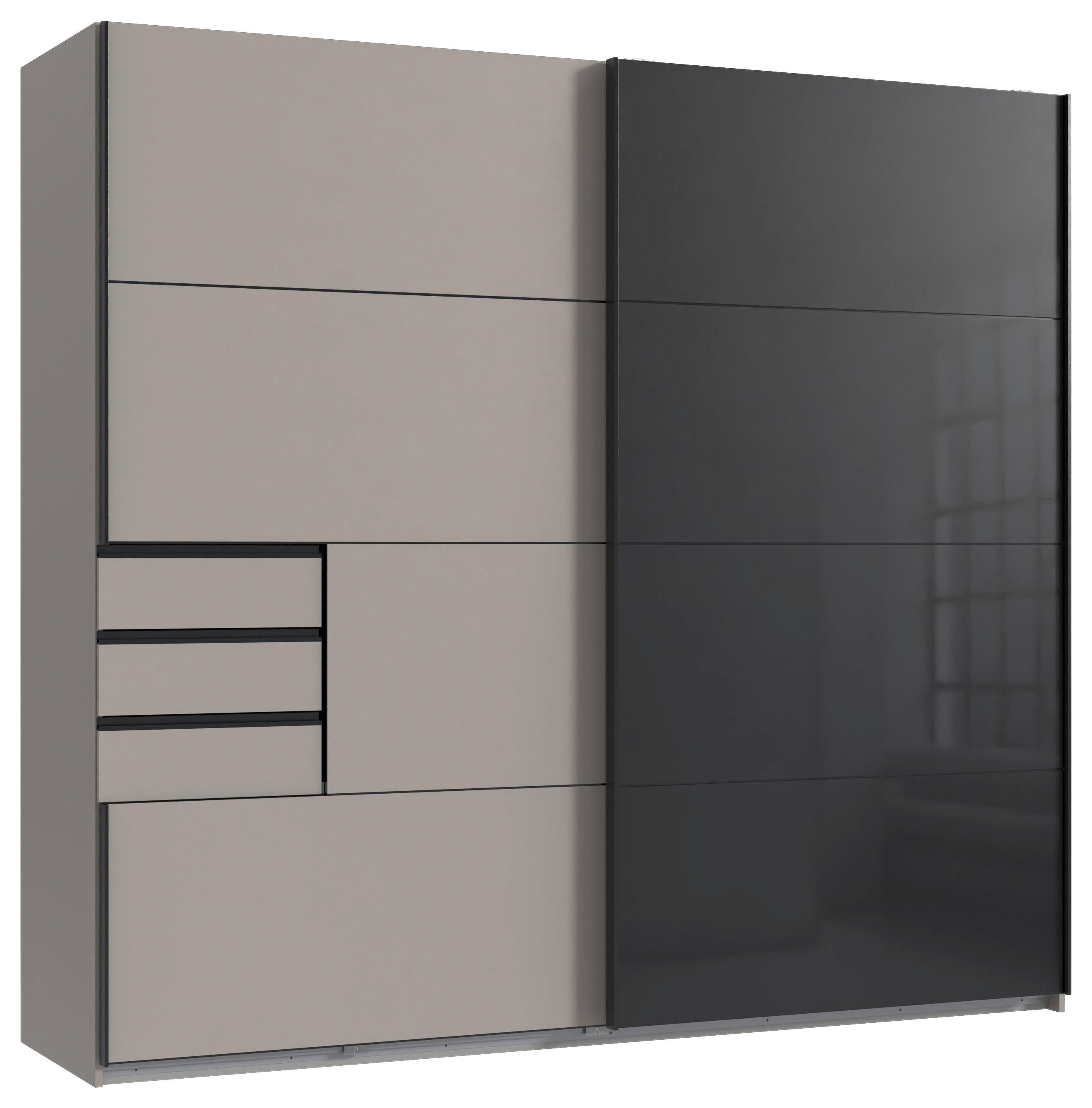 Schwebetürenschrank Tilburg Sahara grau B/H/T: ca. 225x208x64 cm Tilburg - schwarz/Sahara (225,00/208,00/64,00cm)