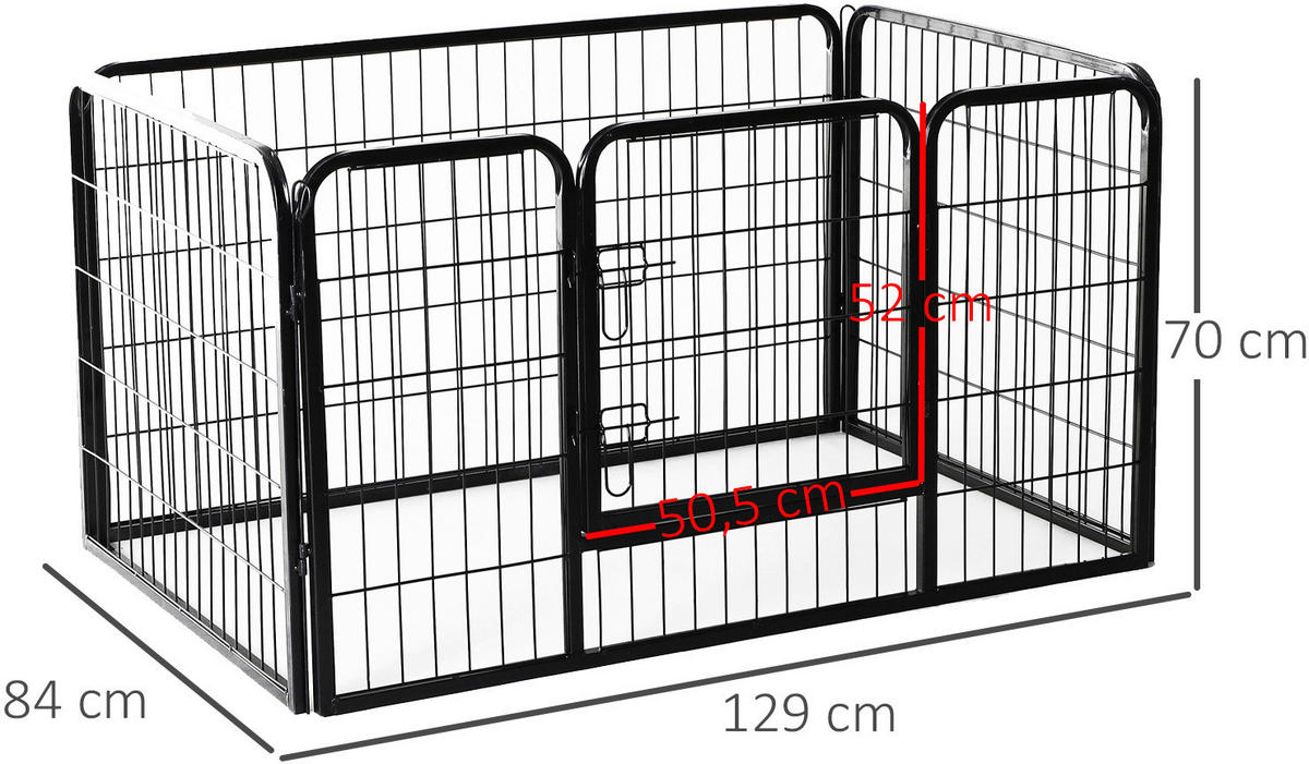 PawHut Welpenauslauf schwarz Metall Welpenauslauf für Hasen/Kaninchen - schwarz - PawHut