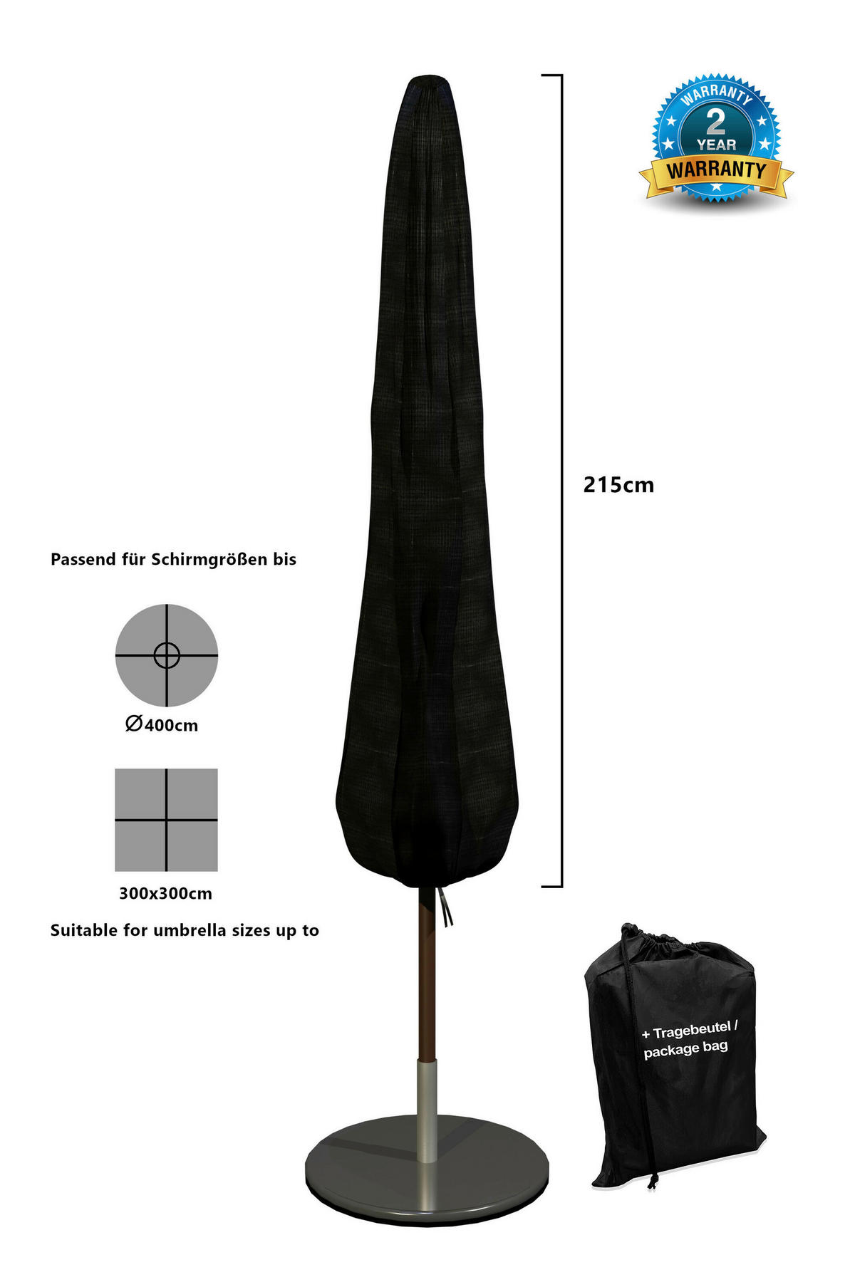 Grasekamp Schirmhülle Black Premium schwarz Textilene B/H/L: ca. 38x1x215 cm Black Premium - schwarz (215,00/38,00/1,00cm) - Grasekamp