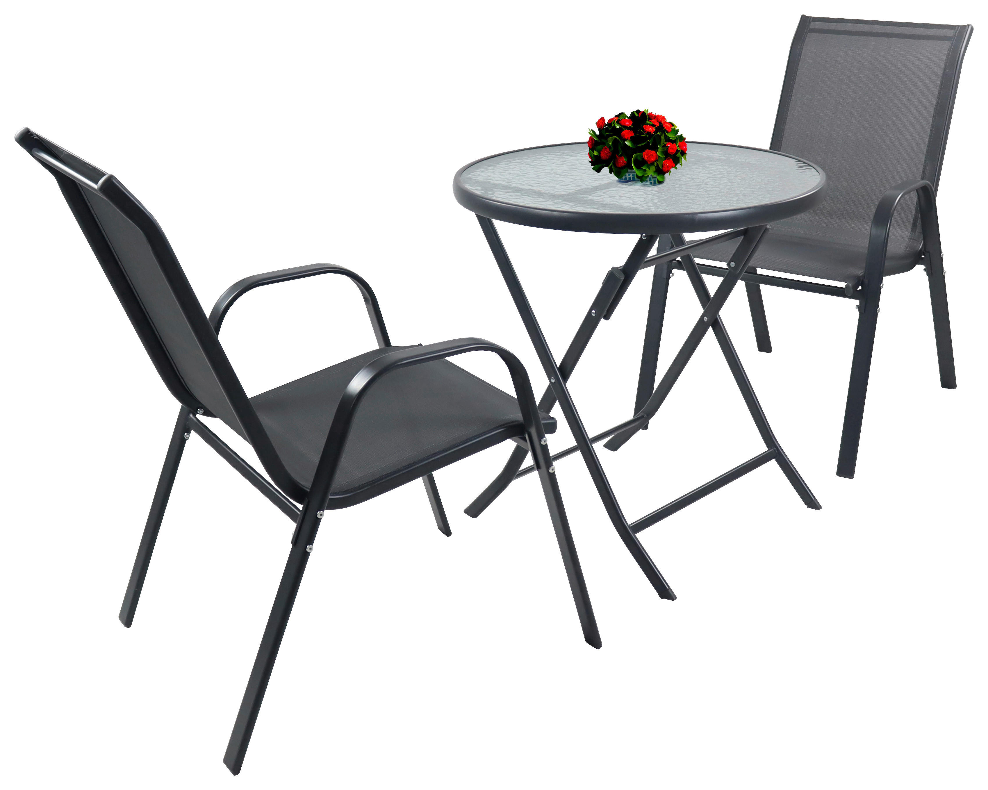 VCM Gartensitzgruppe Sonlas anthrazit Glas B/H/L: ca. 70x89x70 cm Sonlas - anthrazit (70,00/70,00/89,00cm) - VCM