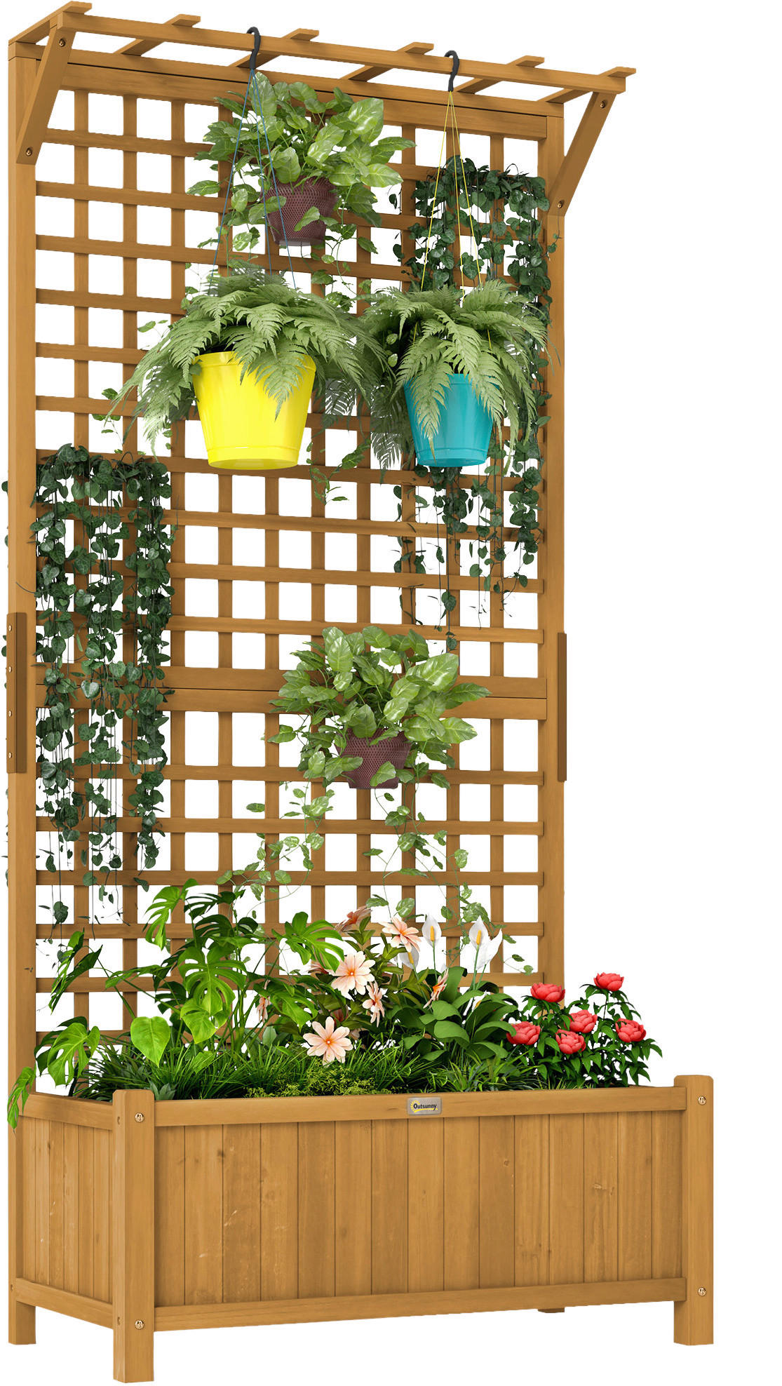 Outsunny Hochbeet gelb Holz B/H/L: ca. 45x183x90 cm Hochbeet - gelb (90,00/45,00/183,00cm) - Outsunny