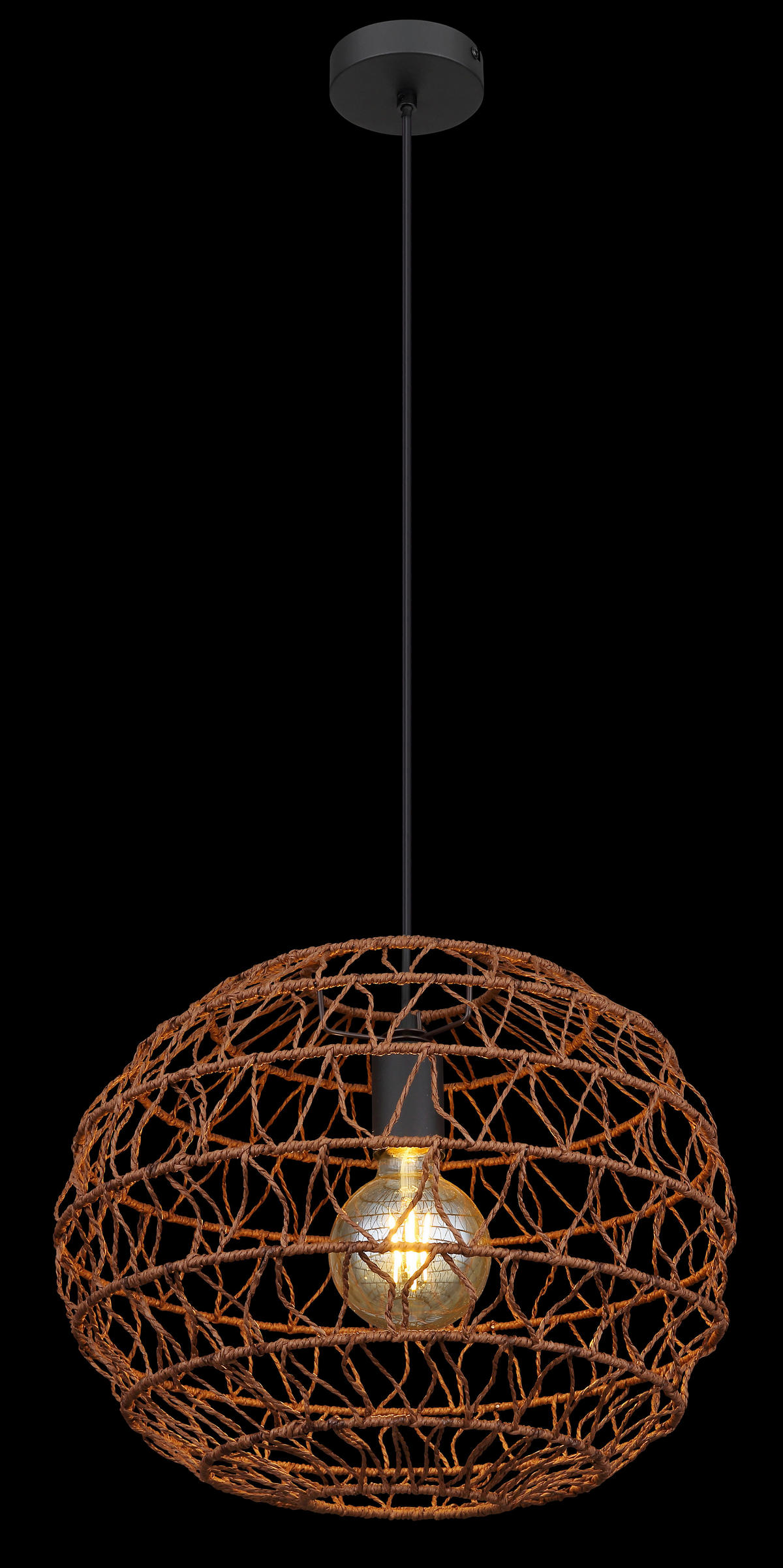 GLOBO Pendelleuchte schwarz mattschwarz Metall Papier H/D: ca. 120x39 cm E27 1 Brennstellen SENNI - schwarz/mattschwarz (39,00/120,00cm) - GLOBO